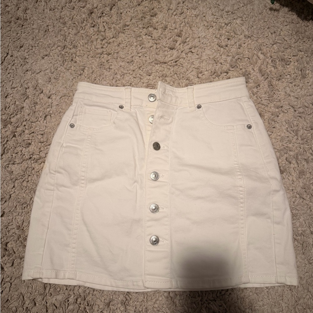 American Eagle Outfitters Cream Denim Mini Skirt